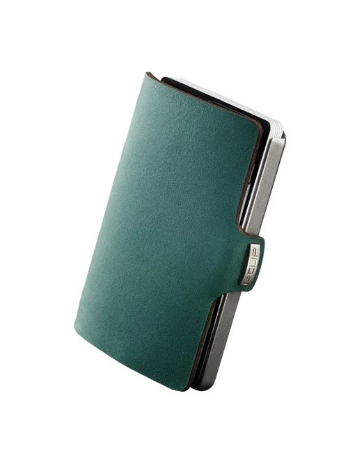 Original Silver portafoglio uomo in nabuk verde opale I-CLIP | ORIGINAL SILVERSOFT TOUCH OPAL